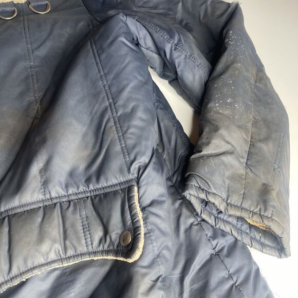 VTG 70s Cal Craft Blue Sherpa Western Jacket Mens Sz 2XL XL Nylon Distressed - Picture 6 of 15